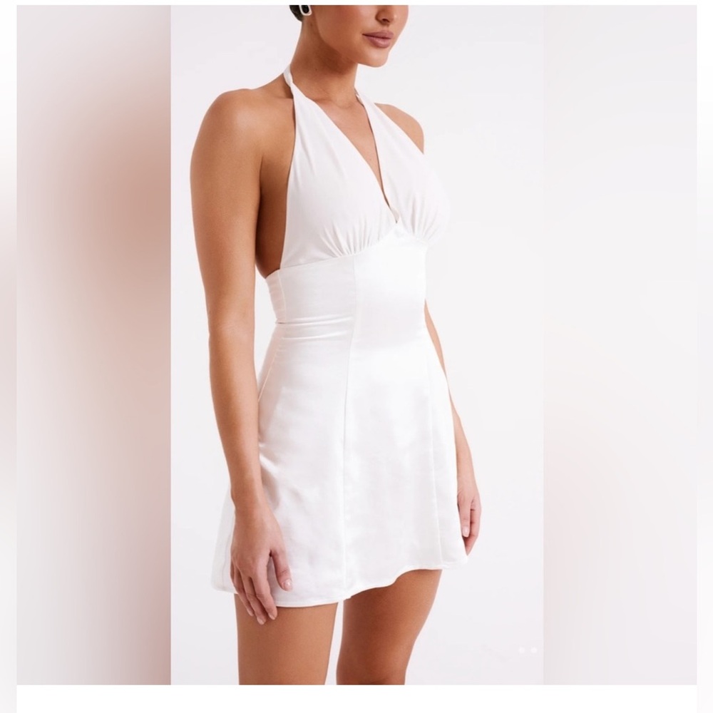 Meshki Bridal Richelle Satin Halter Mini Dress